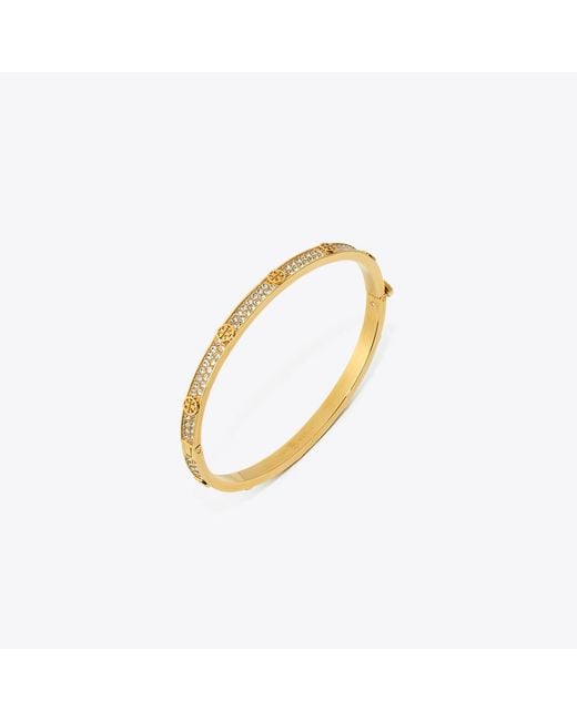 Tory Burch White Icon Pavé Thin Hinge Bracelet