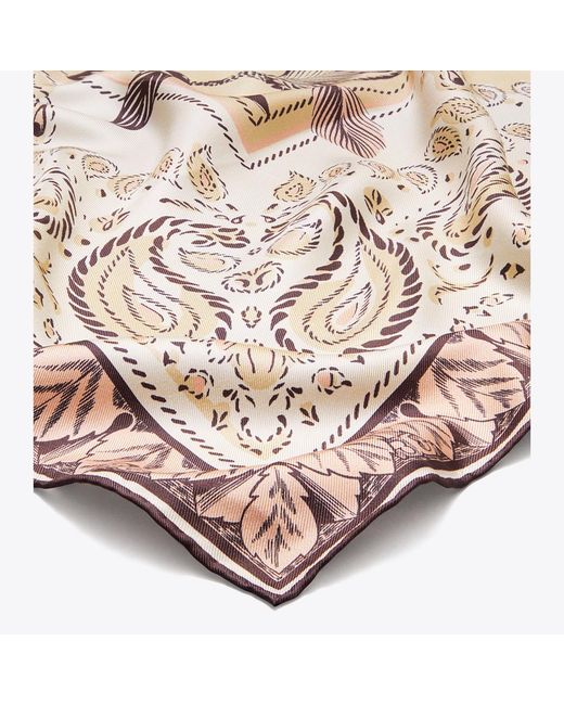 Tory Burch Metallic Cockatoo Bandana Silk Square Scarf