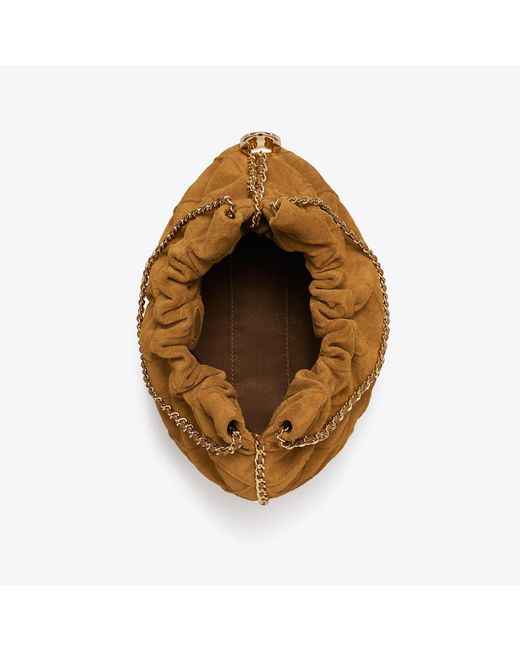 Tory Burch Brown Mini Fleming Soft Suede Hobo Bag