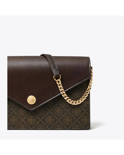 Tory Burch Gray T Monogram Coated Canvas Envelope Crossbody