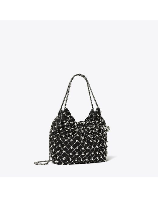 Tory Burch Black Mini Fleming Bell Hobo Bag