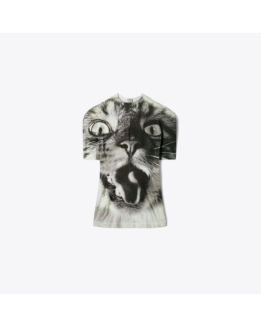 Tory Burch White Cat Printed T-Shirt