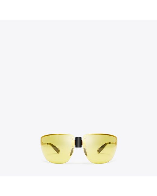 Tory Burch Yellow Shield Runway Sunglasses