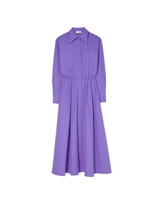 Tory Burch Purple Eleanor Cotton Poplin Dress