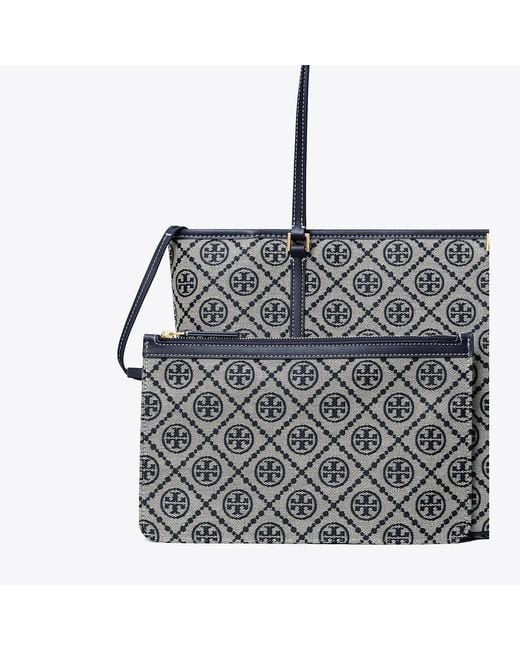 Tory Burch Gray T Monogram Small Zip Tote, One Size