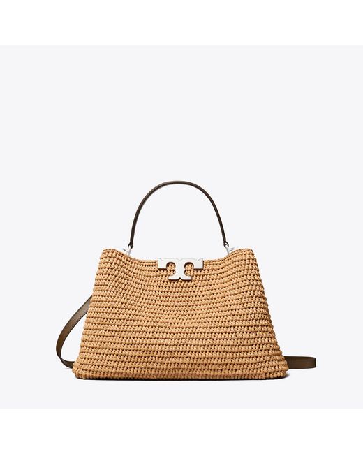 Tory Burch Brown Eleanor Raffia Satchel