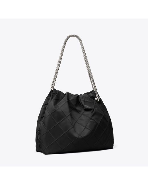 Tory Burch Black Fleming Nylon Hobo Bag, One Size
