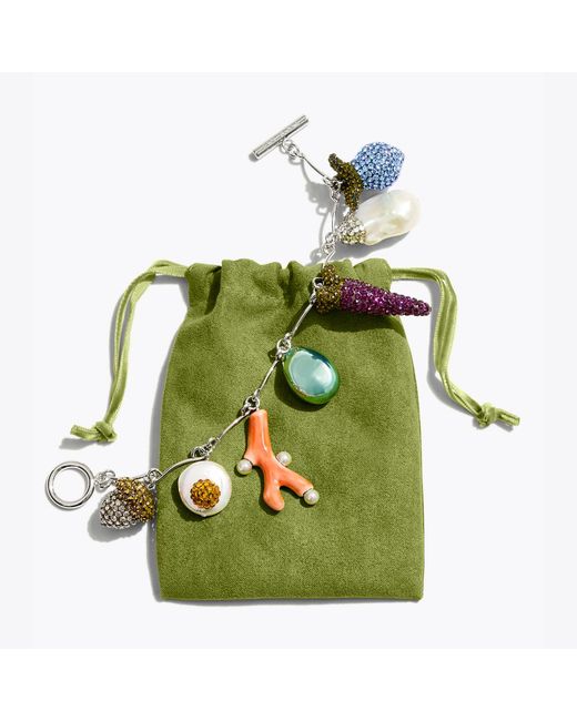 Tory Burch White Curiosity Vegetable Charm Bracelet, One Size