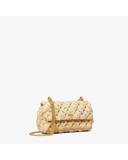 Tory Burch Natural Mini Kira Woven Flap Bag, One Size
