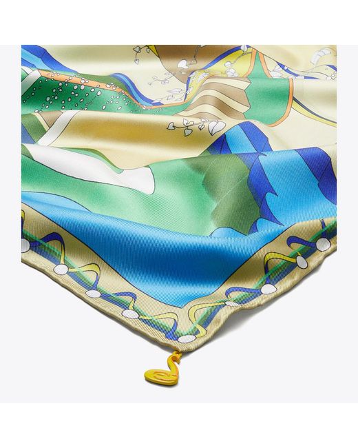 Tory Burch Blue The Pool Silk Square Scarf