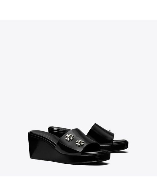 Tory Burch Black Turnlock Wedge Sandal