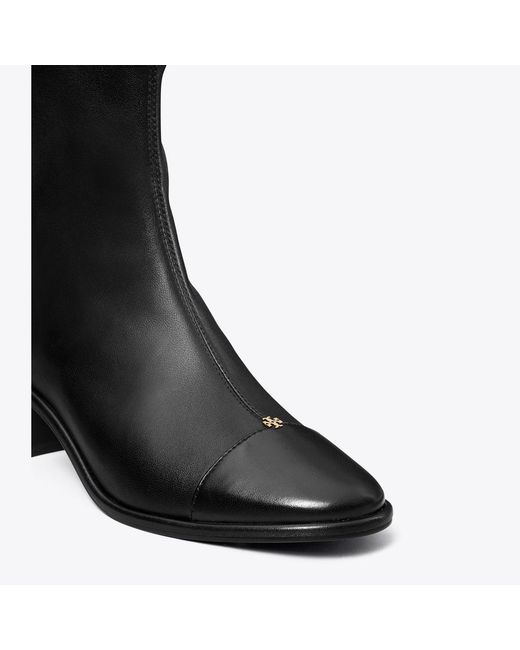 Tory Burch Black Cap-Toe Low-Heel Ankle Boot