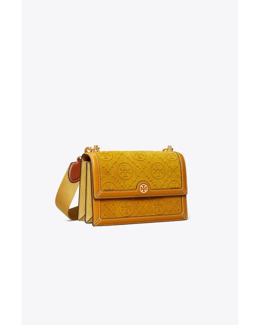 Tory Burch Small T Monogram Suede Embossed Shoulder Bag | Lyst Canada