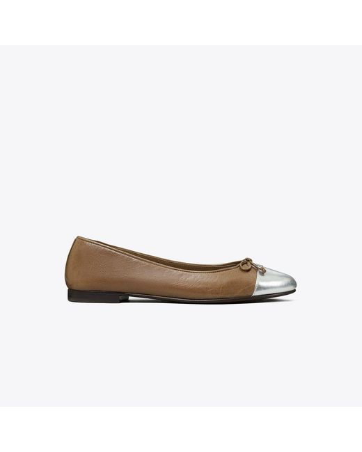 Tory Burch Brown Cap-Toe Ballet