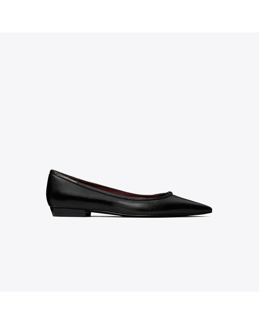 Tory Burch Black Double T Buckle Flat
