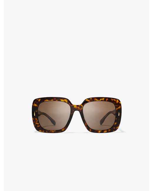 Tory Burch Brown Miller Oversized Square Sunglasses