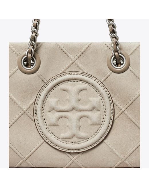 Tory Burch Natural Mini Fleming Soft Shearling Chain Tote, One Size