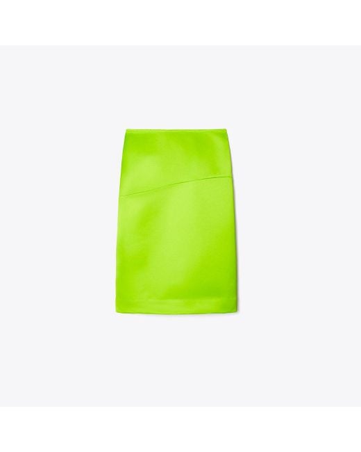 Tory Burch Green Deconstructed Satin Skirt