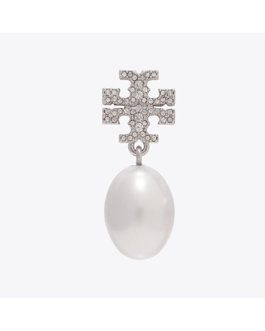 Tory Burch White Moondance Pearl And Pavé Drop Earring