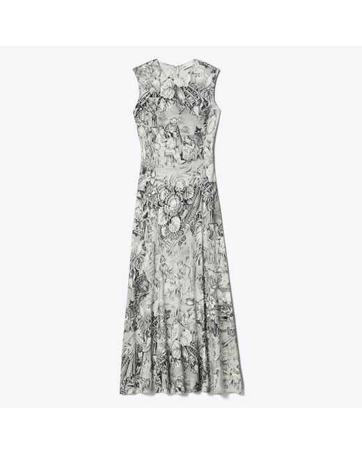 Tory Burch Gray Printed Jersey Dress