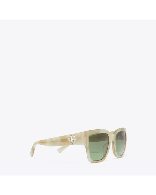 Tory Burch Green Miller Square Sunglasses, One Size