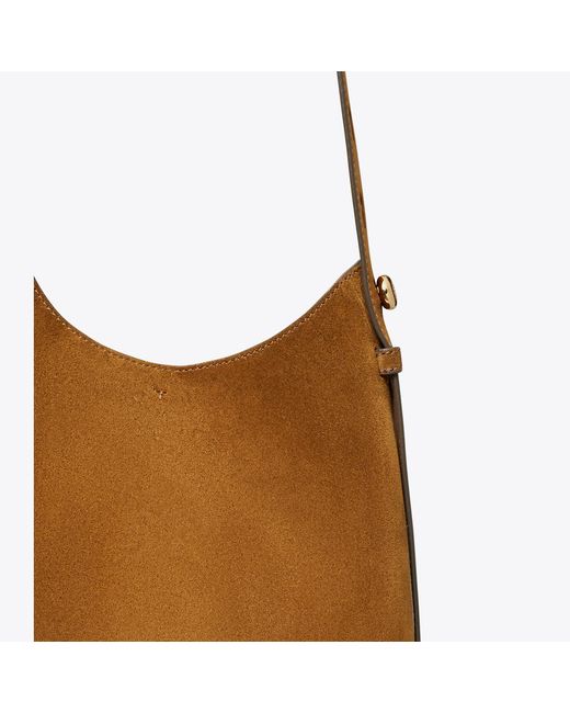 Tory Burch Brown Small Suede Hobo Bag