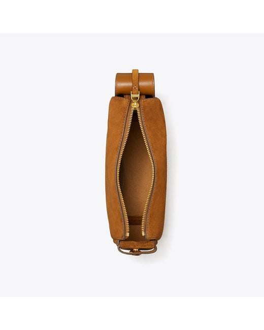 Tory Burch Brown Small Romy Suede Shoulder Bag, One Size