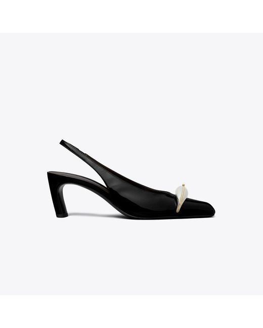 Tory Burch Black Pierced Slingback Heel