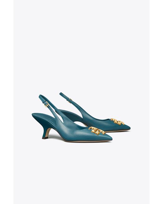 Tory burch blue heels sales