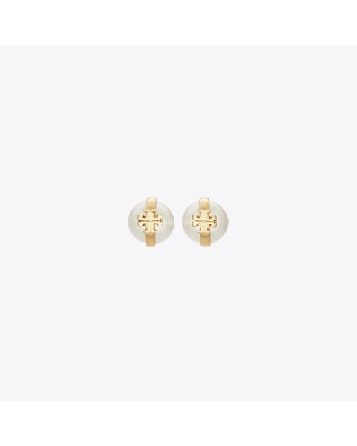 Tory Burch Metallic Moondance Pearl Stud Earrings
