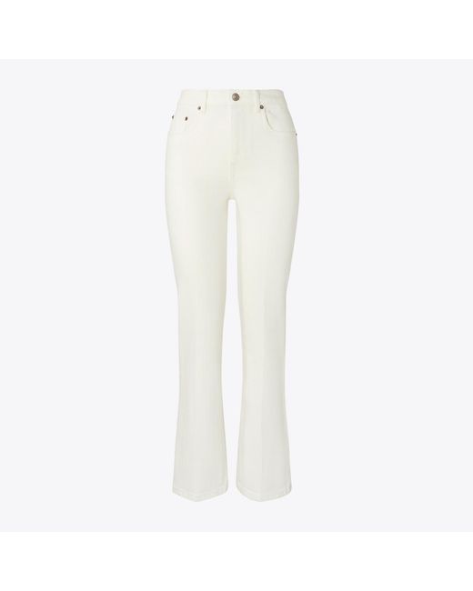 Tory Burch White Cropped Flare Jean