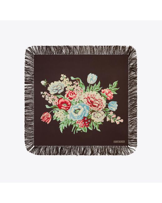 Tory Burch Metallic Chair Floral Silk Square
