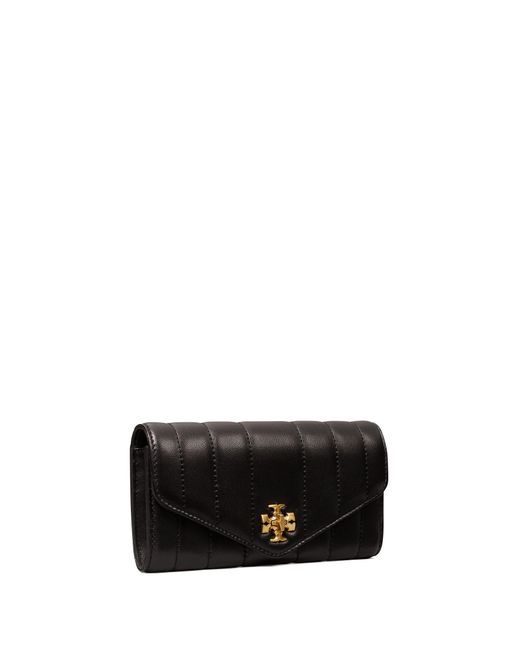Tory Burch Leather Kira Quilted Envelope Wallet in Black | Lyst Canada