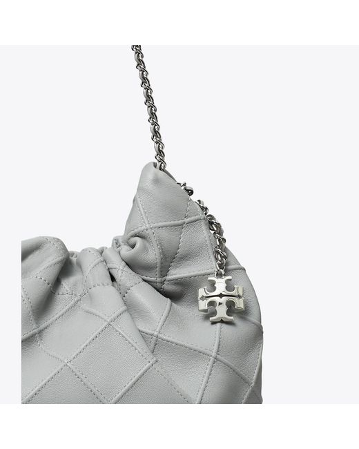 Tory Burch Gray Mini Fleming Soft Hobo Bag