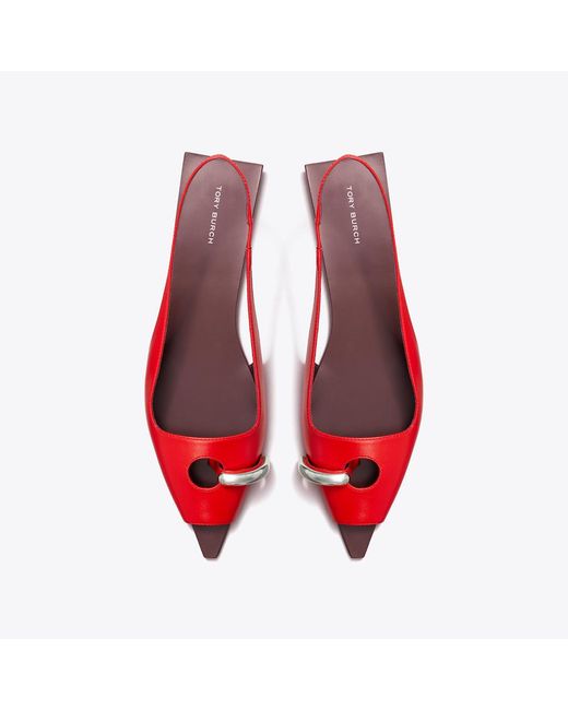 Tory Burch Red Pierced Slingback