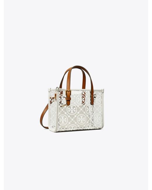 Tory Burch White Mini T Monogram Clear Tote