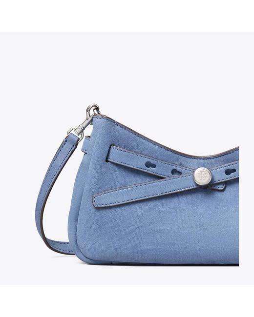Tory Burch Blue Romy Nubuck Zip-Top Crossbody Bag