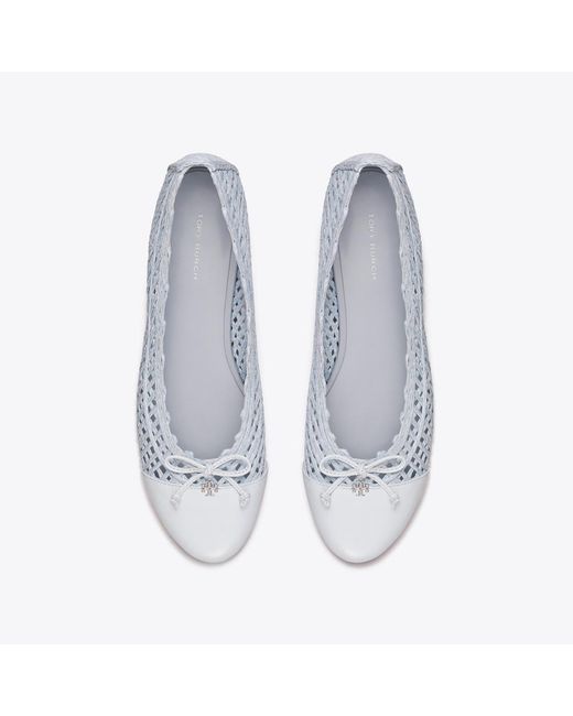Tory Burch White Cap-Toe Ballet