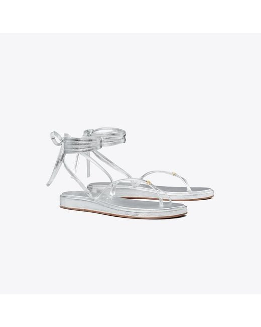 Tory Burch White Capri Ankle Wrap Sandal