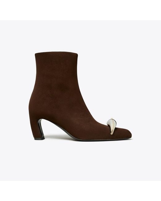 Tory Burch Brown Pierced Heeled Ankle Boot