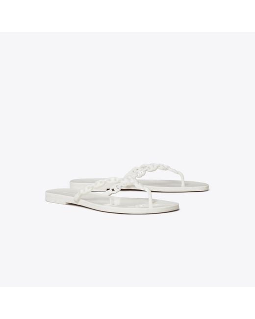 Tory Burch White Gemini Link Jelly Flip-Flop