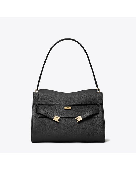 Tory Burch Black Large Lee Radziwill Shoulder Bag, One Size
