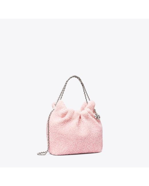 Tory Burch Pink Tb X Bonbon Mini Fleming Embellished Hobo Bag