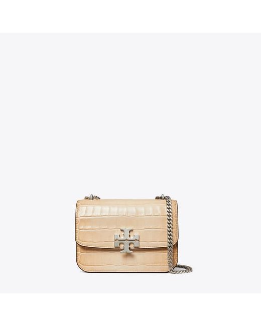 Tory Burch Natural Small Eleanor Croc-Embossed Bag