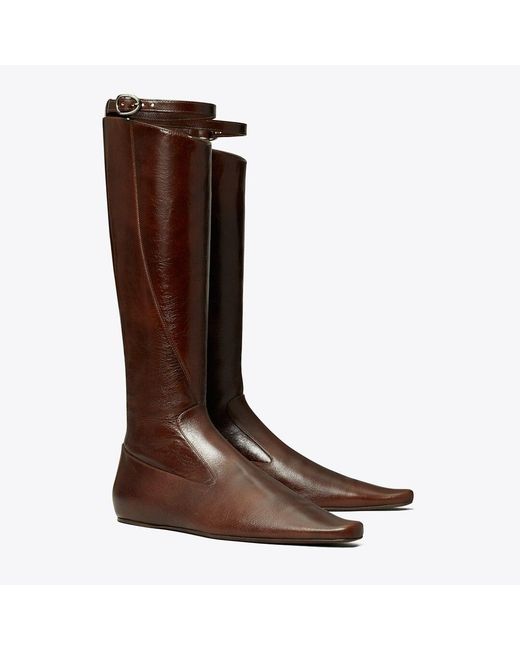 Tory Burch Brown Twisted Riding Boot