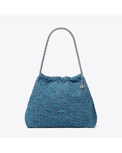 Tory Burch Blue Fleming Soft Hobo Bag, One Size