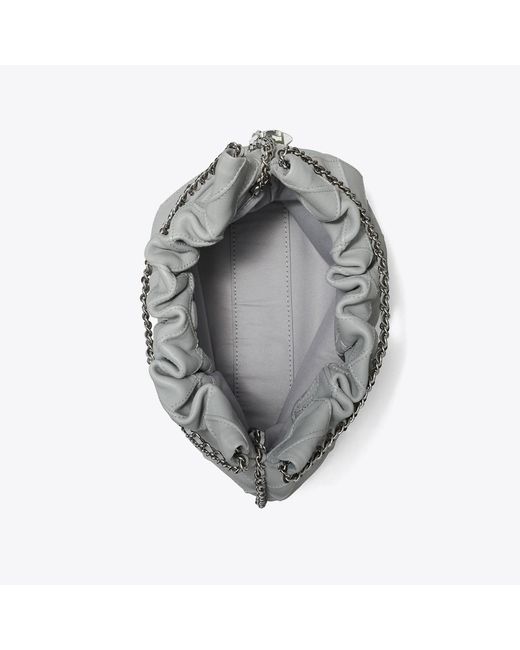 Tory Burch Gray Mini Fleming Soft Hobo Bag