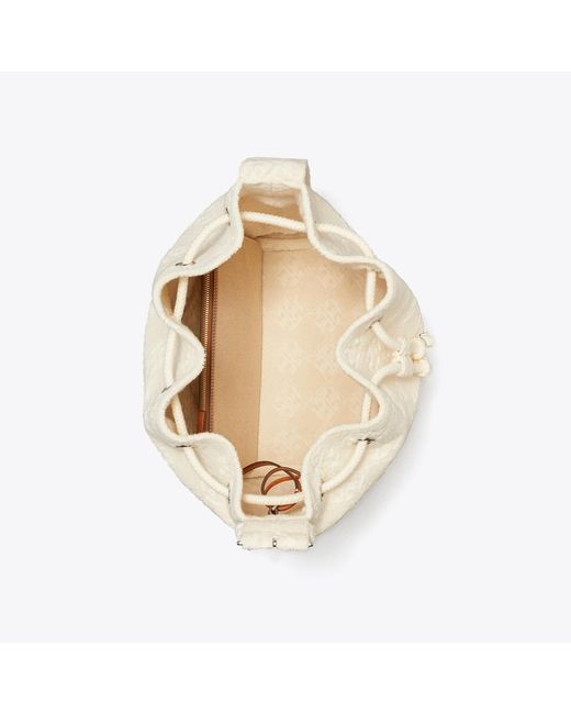 Tory Burch Natural T Monogram Terry Oversized Bucket Bag, One Size