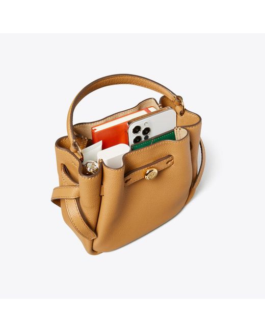 Tory Burch Brown Mini Romy Bucket Bag, One Size