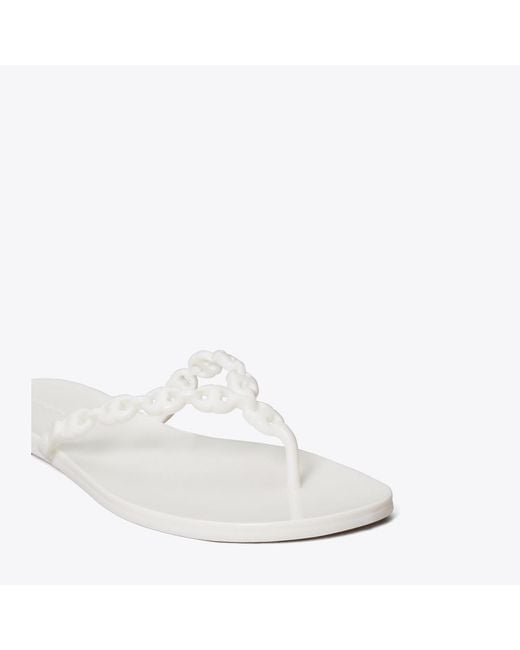 Tory Burch White Gemini Link Jelly Flip-Flop